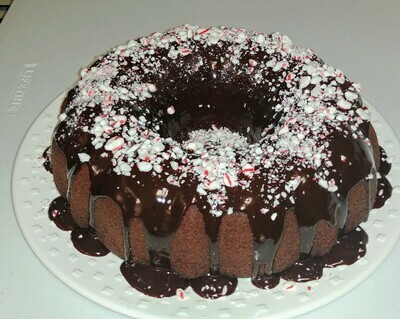 Chocolate Pound Cake with Peppermint Ganache Glaze