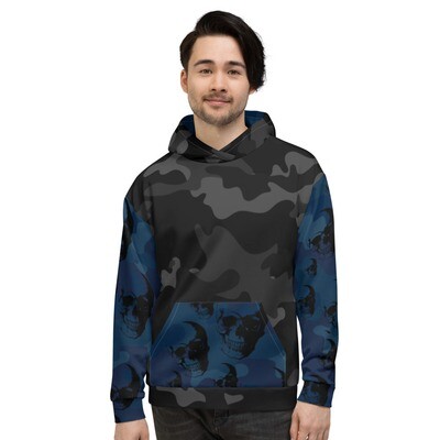 Skull Camouflage Unisex-Kapuzenpullover Blue Skull Camouflage Unisex-Kapuzenpullover Blue