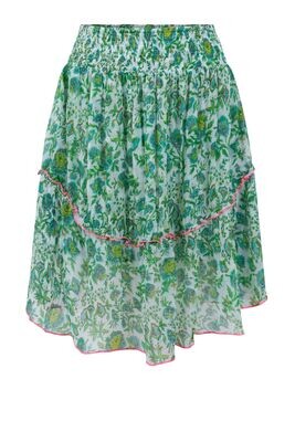 Place Du Soleil Skirt Short Chiffon Green Flowers