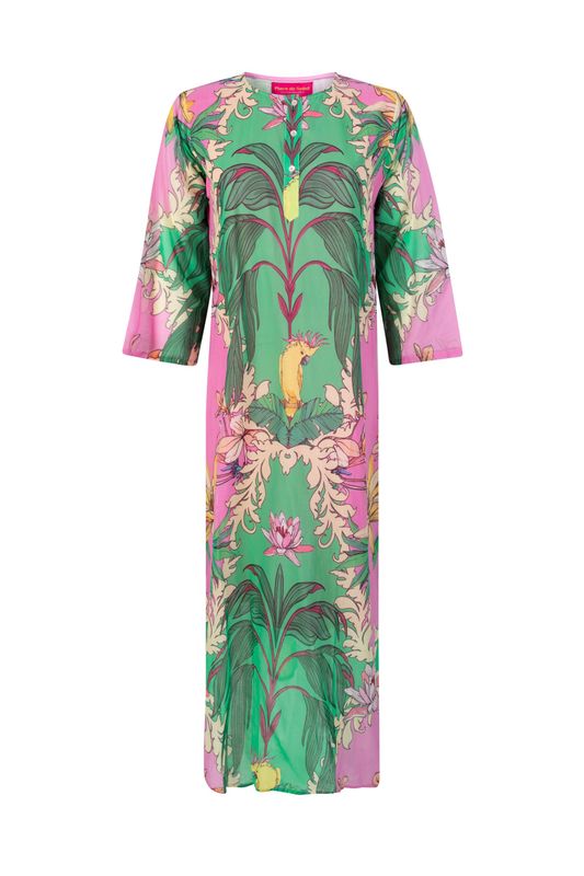 Place Du Soleil Green Birds Long Dress