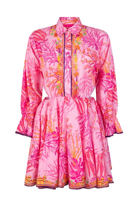 Place Du Soleil Rosa Orange Coral Dress Cut Out