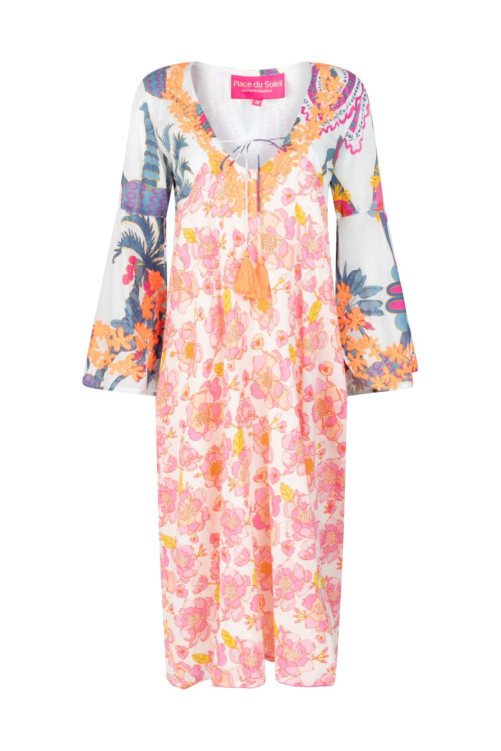 Place Du Soleil Wide Sleeves Dress Rosa Blue Bird