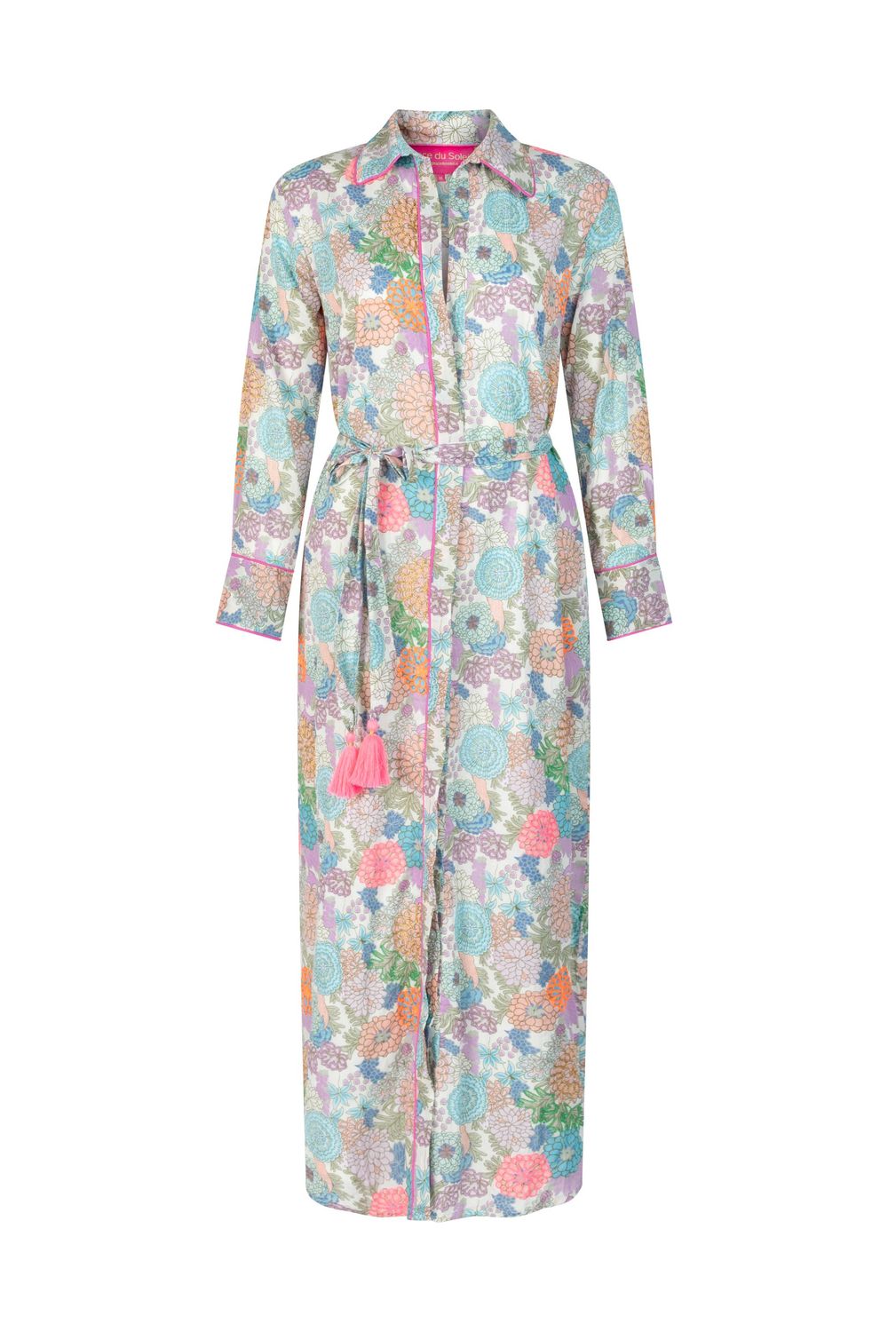 Place Du Soleil Green Rosa Blue Button Dress