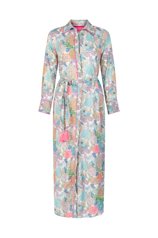Place Du Soleil Green Rosa Blue Button Dress