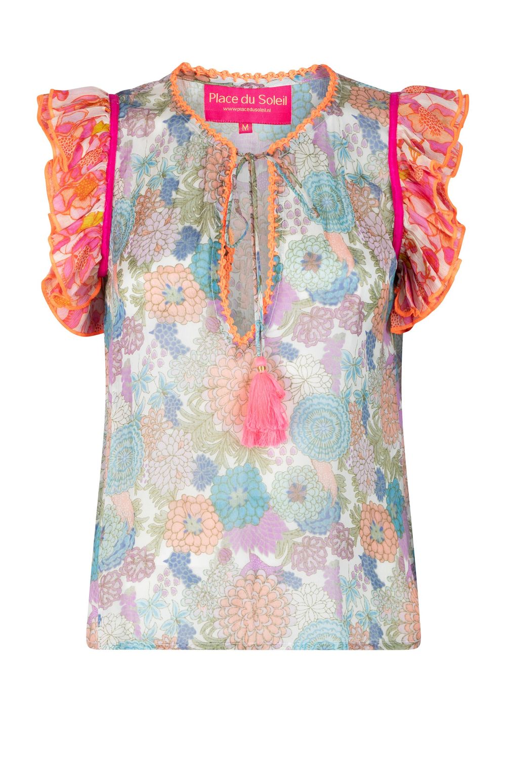 Place Du Soleil Green Rosa Blue Top Frill