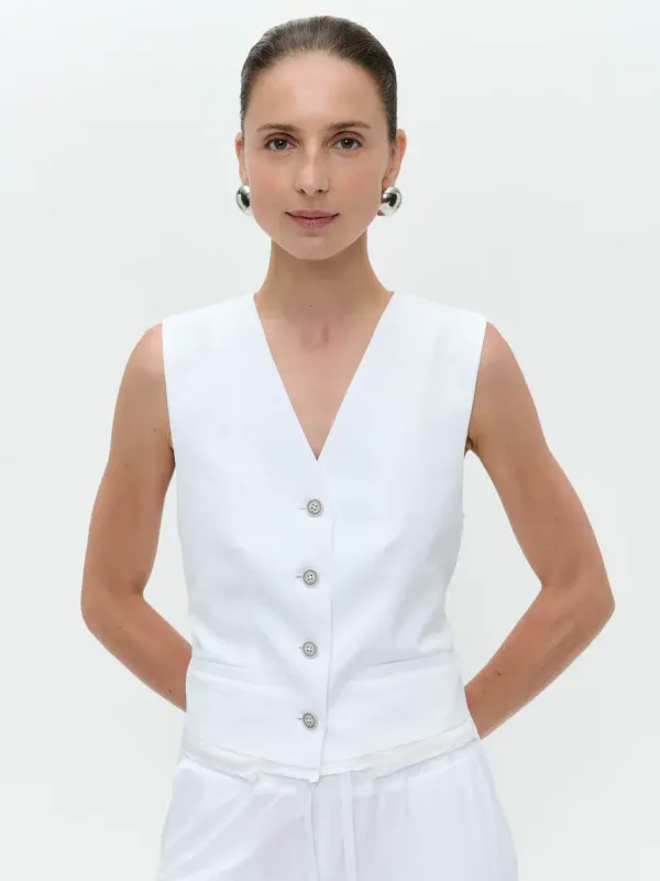 Jane Lushka Kay Vest Technical Jersey White