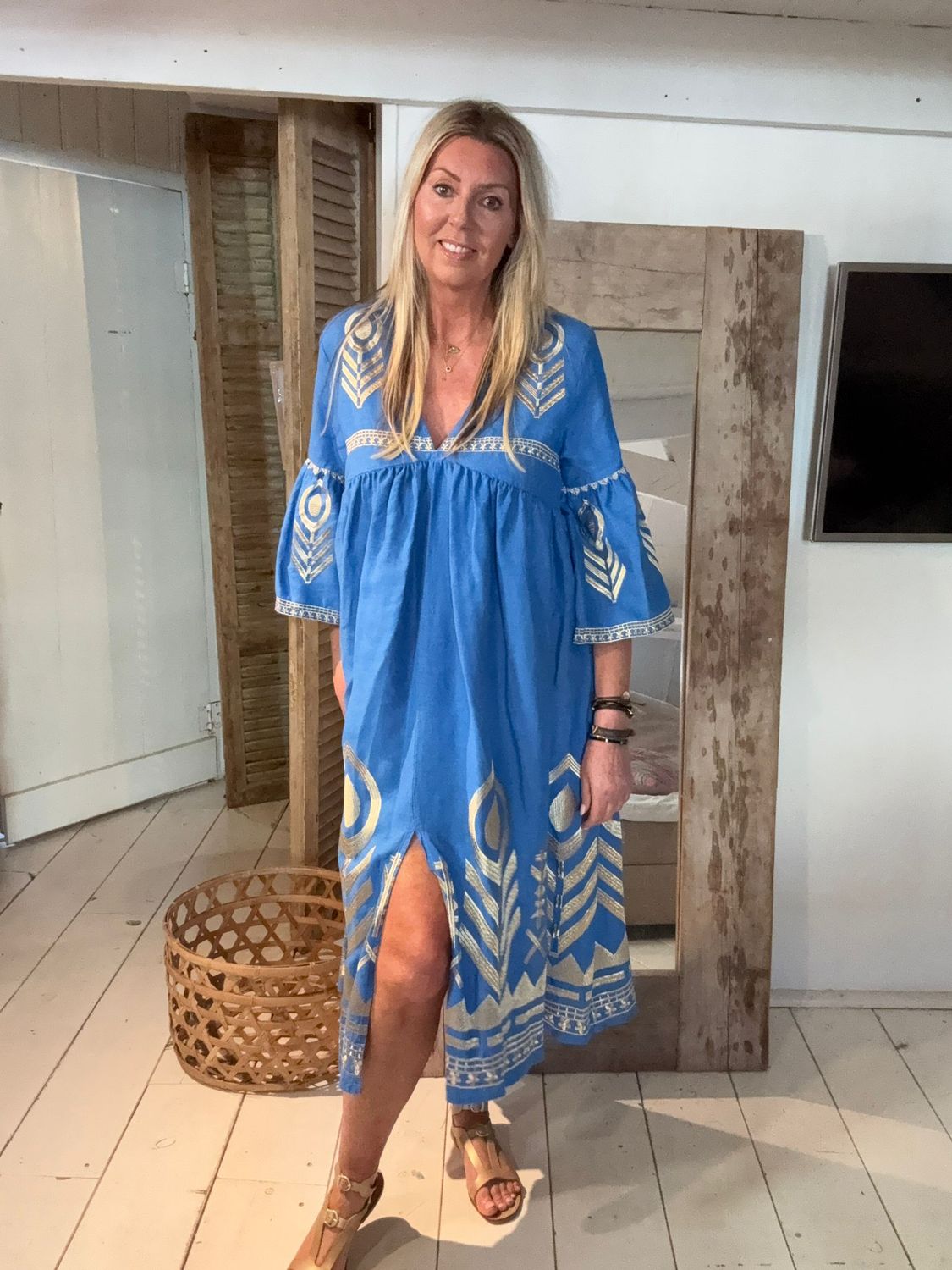 Greek Kori Dress Max Blue/Raf/Gold