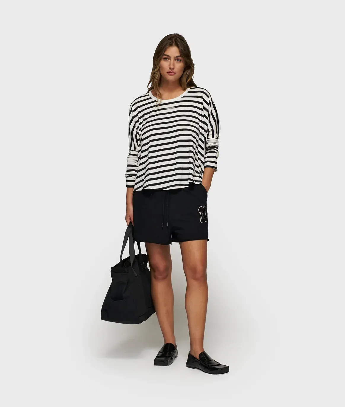10 Days Loose Long Sleeve Tee Modal Stripes