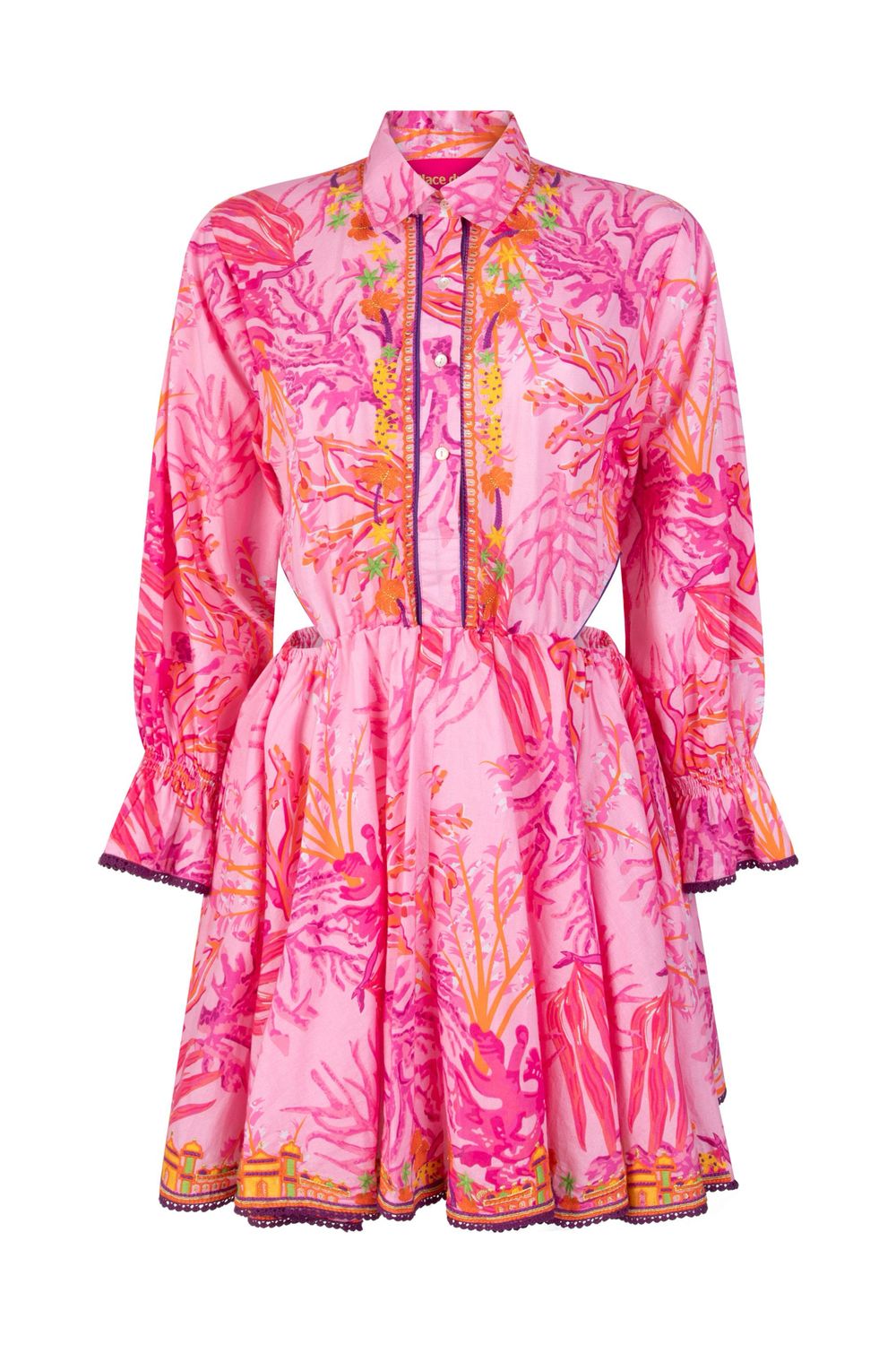 Place Du Soleil Rosa Orange Coral Dress Cut Out