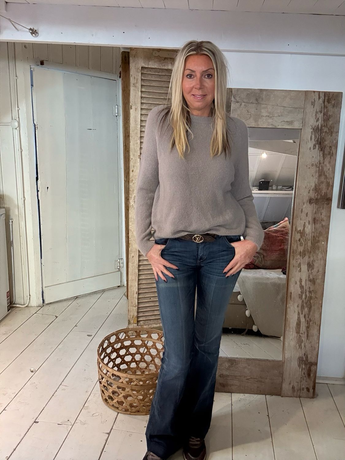 Alpaca trui licht taupe Peggy