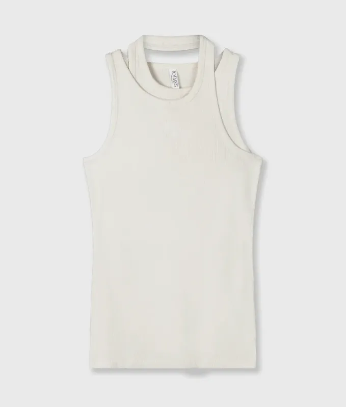 10 Days A-symmetric Rib Top/GOTS Ecru