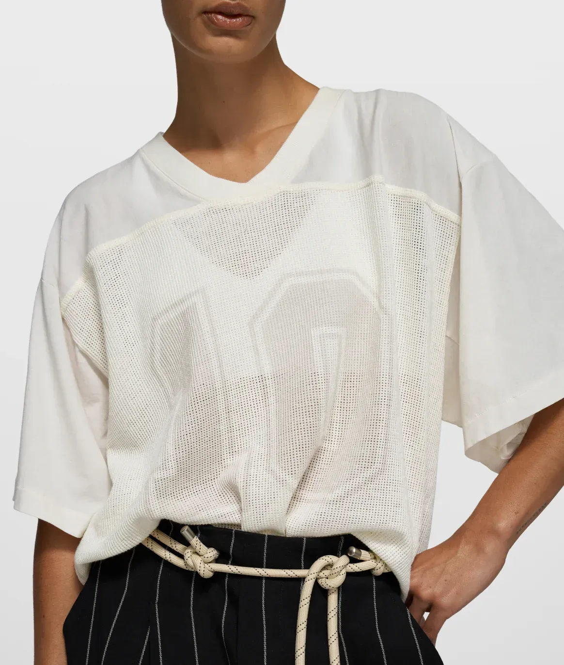 10 Days Mesh Baseball Tee Ecru 10 Days Mesh Baseball Tee Ecru