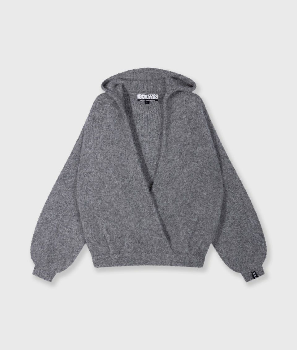 10 DAYS Hooded Knit Sweater Grey Melee 10 DAYS Hooded Knit Sweater Grey Melee