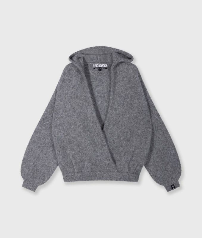 10 DAYS  Hooded Knit Sweater Grey Melee