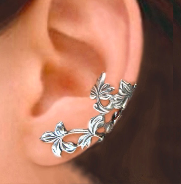 925 Sterling Silver - Spring Leaves Cuff Ear Clip
