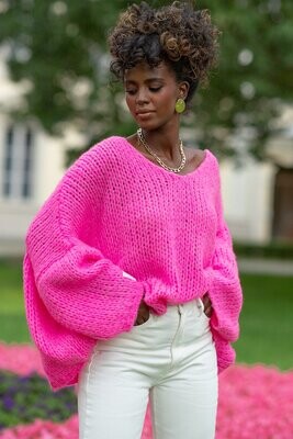 Fobya - Oversized Knitted Jumper - Sweet Pink