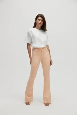 Homage to Denim - Jane Colored Flared Jeans - Bright Peach