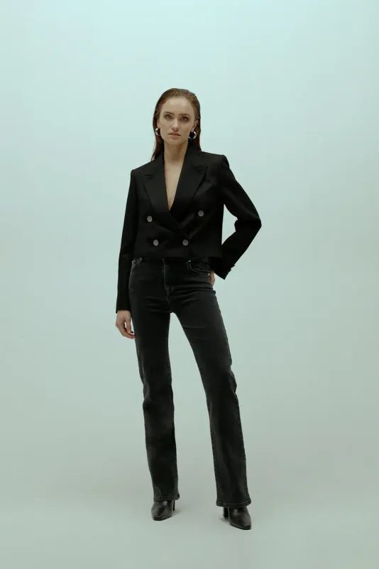 Homage to Denim - Diana Stretchy Wide Leg Jeans  - Antracite
