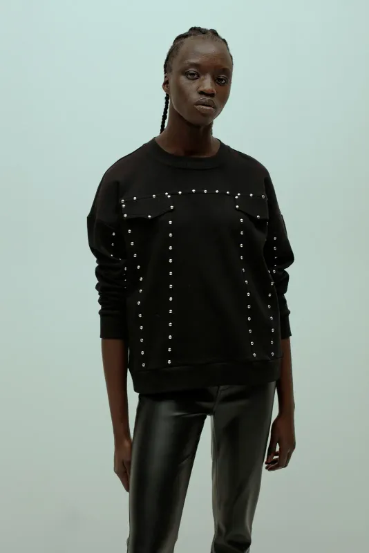 Homage to Denim - Sweater with studs - Black