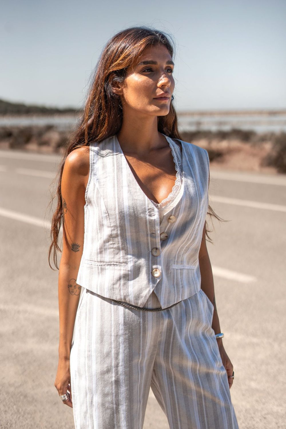 MOOST WANTED - Sophia Gilet - Stripe