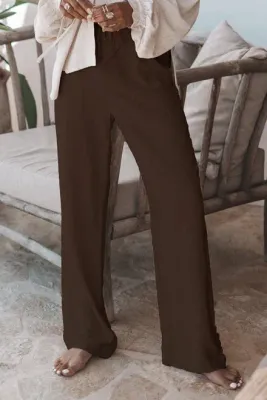 MOOST WANTED - Lyana Linen Pants - Dark Taupe