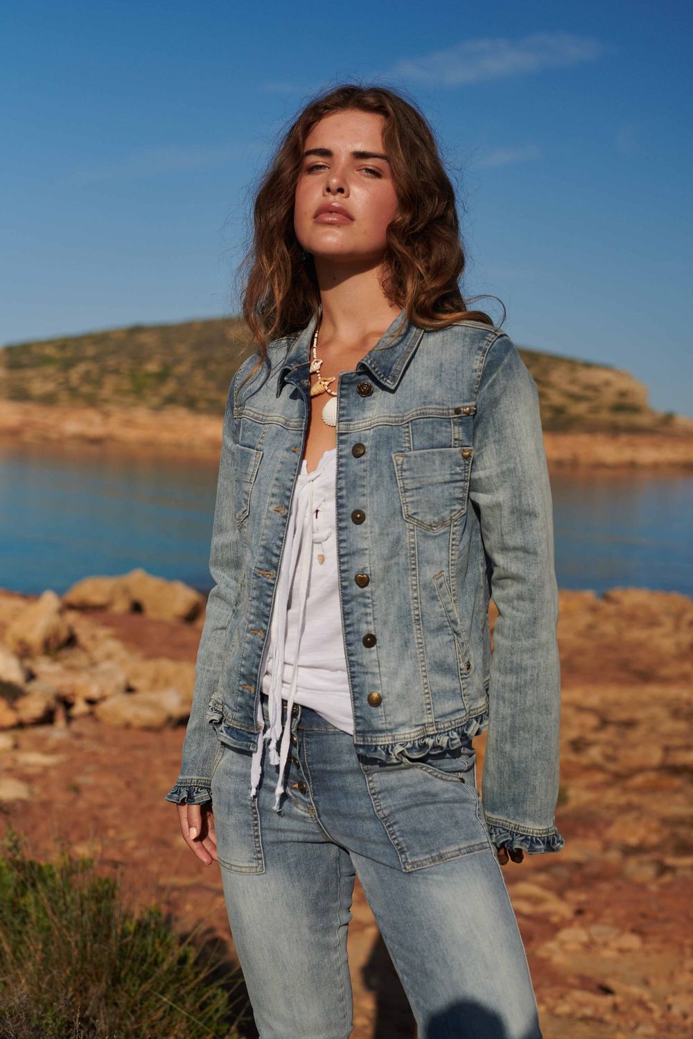 Isla Ibiza - Denim Jacket Ruffled - Light Blue