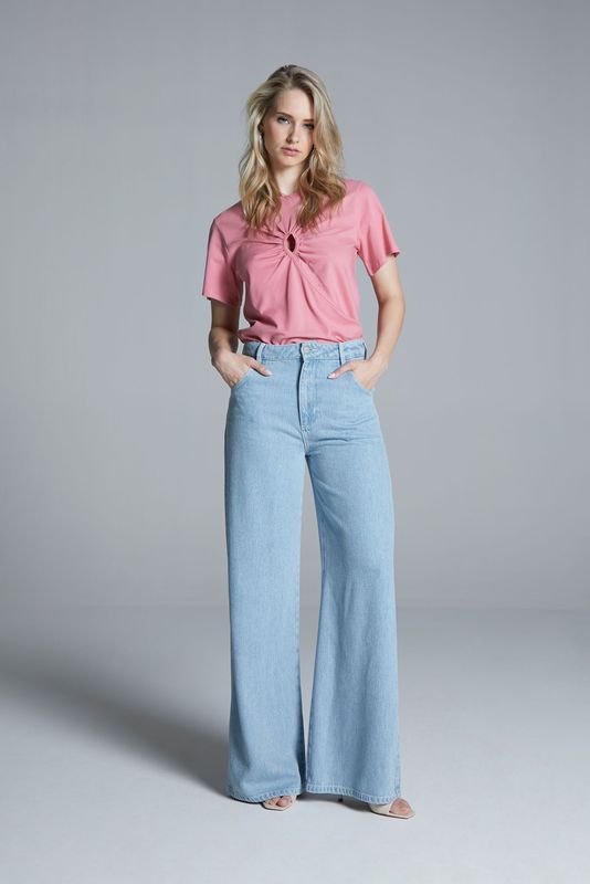 Homage to Denim - Flowy Palazzo Jeans - Light Soft Blue