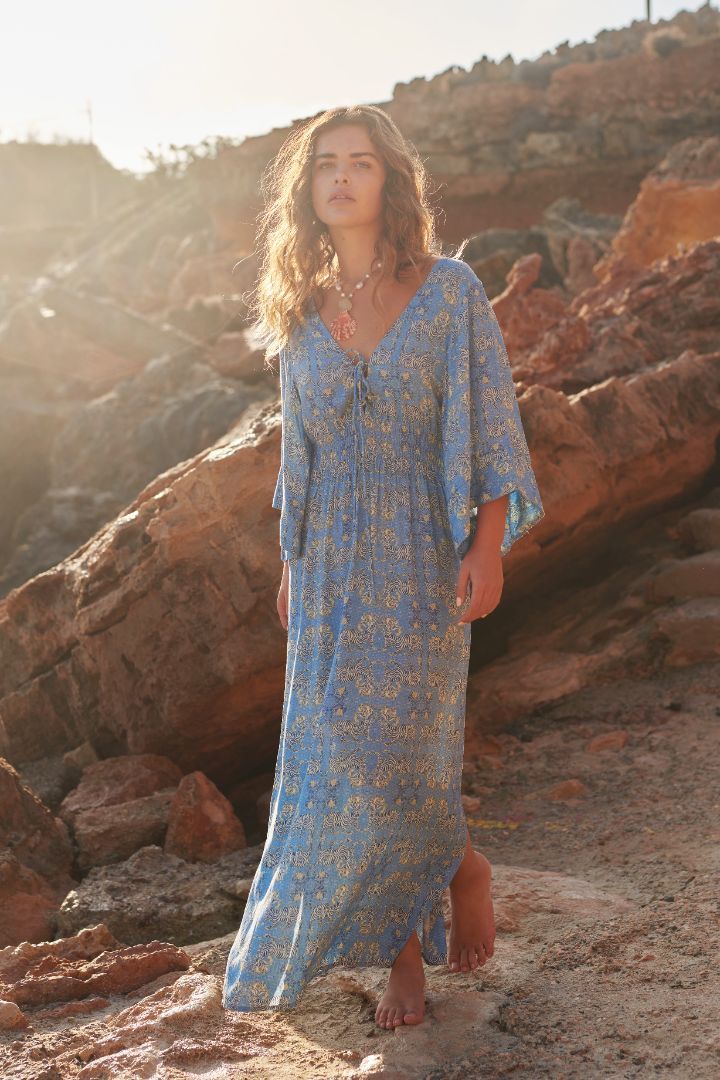 Isla Ibiza - Long Dress - Print Blue