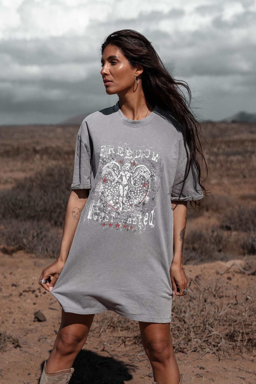 MOOST WANTED -Bowie T-shirt Dress - Grey Melange