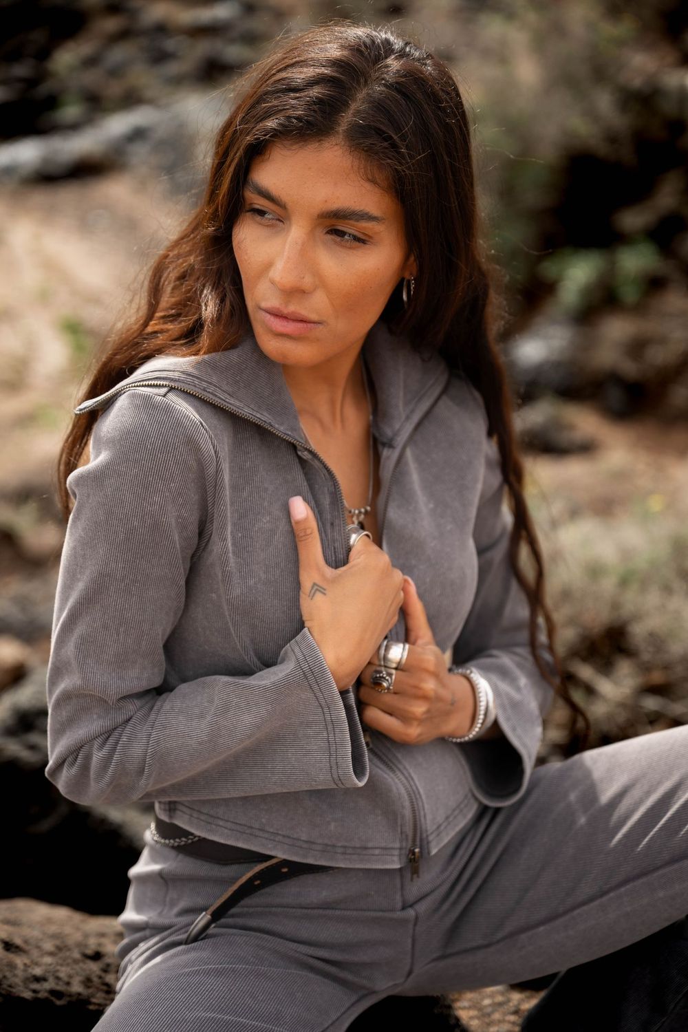 MOOST WANTED - Meghan Rib Cardigan - Washed Grey