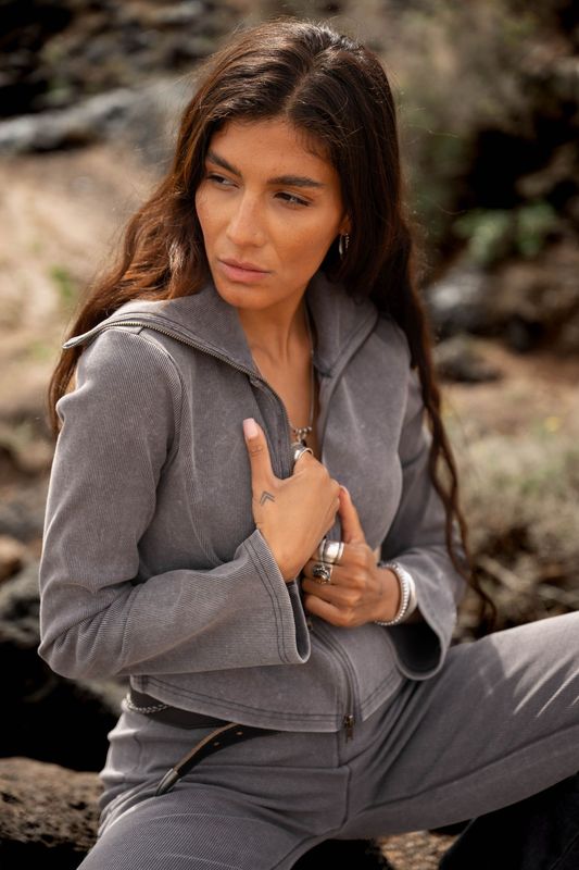 MOOST WANTED - Meghan Rib Cardigan - Washed Grey