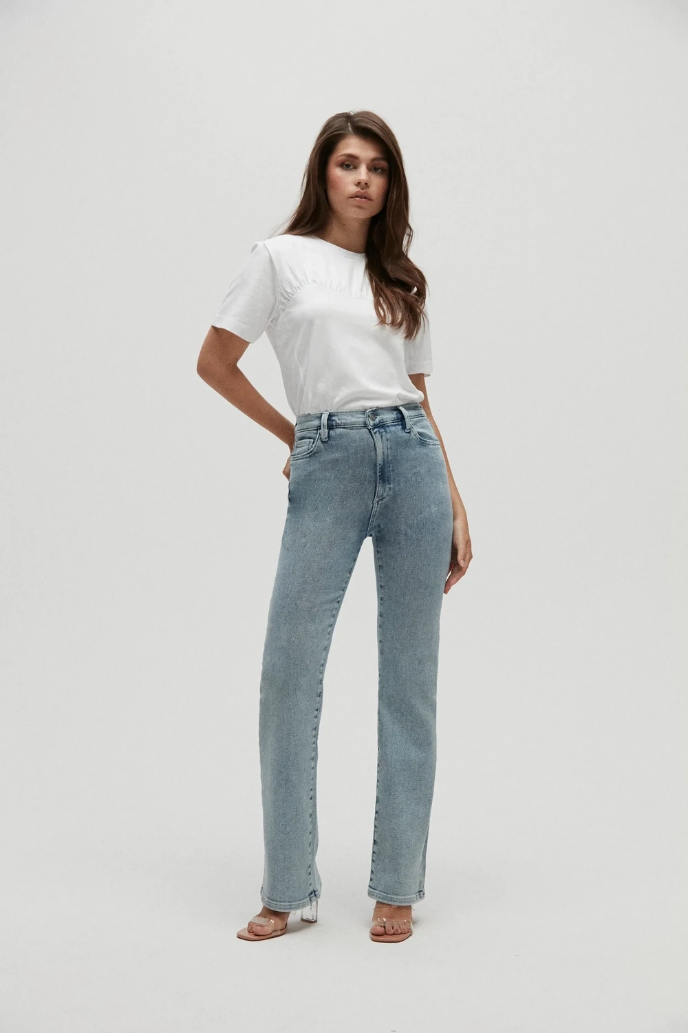 Homage to Denim - T-shirt With Gathering - White (alleen XS)