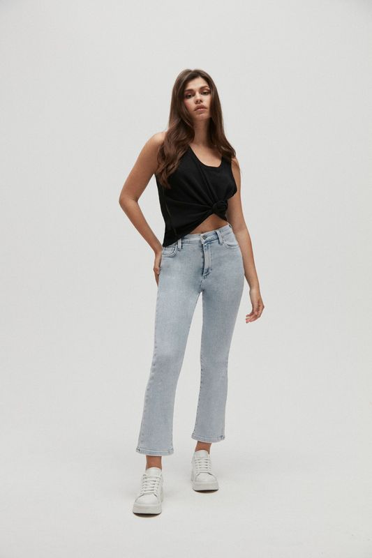 Homage to Denim - Debbie Cropped Flared Jeans  - Light Washed Blue