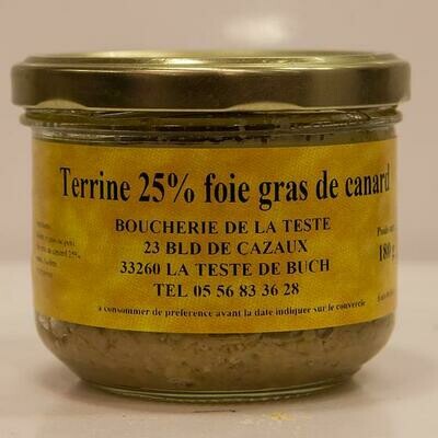 Terrine 25% foie gras canard 180 g - prix unitaire