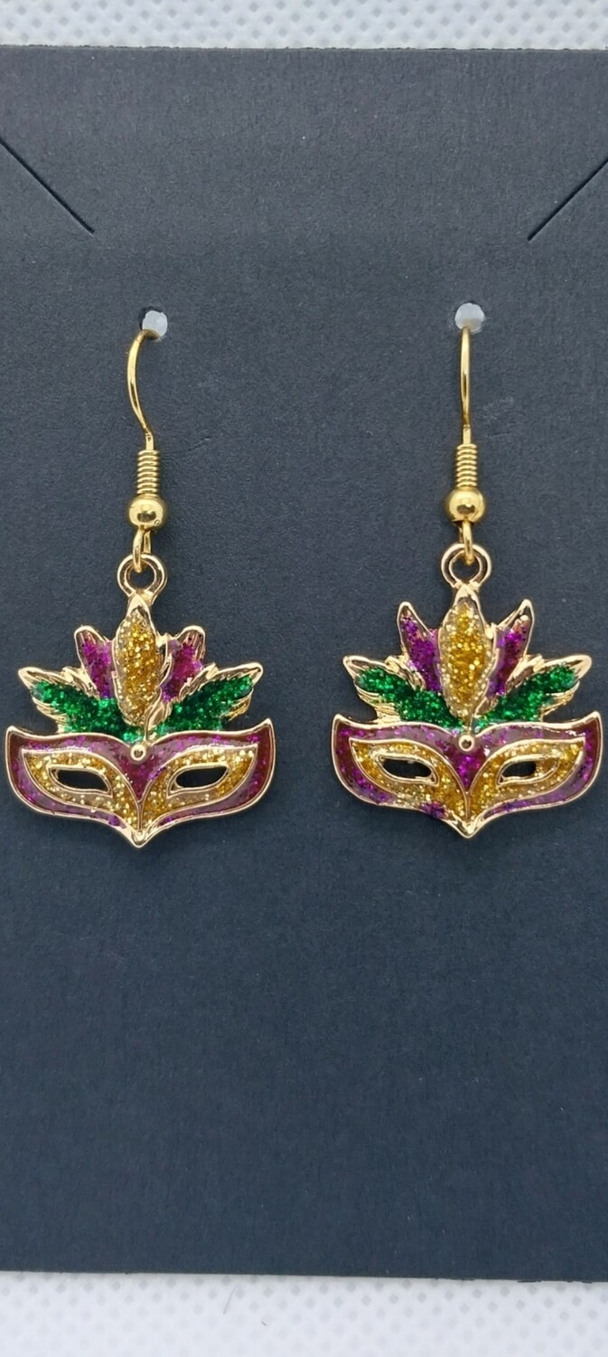 Mardi Gras Earrings - Mask