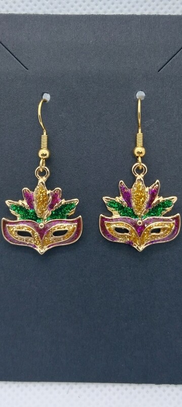 Mardi Gras Earrings - Mask