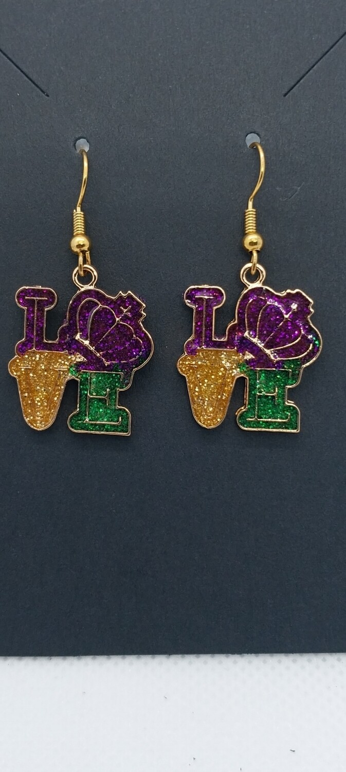 Mardi Gras Earrings - Love