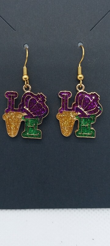Mardi Gras Earrings - Love