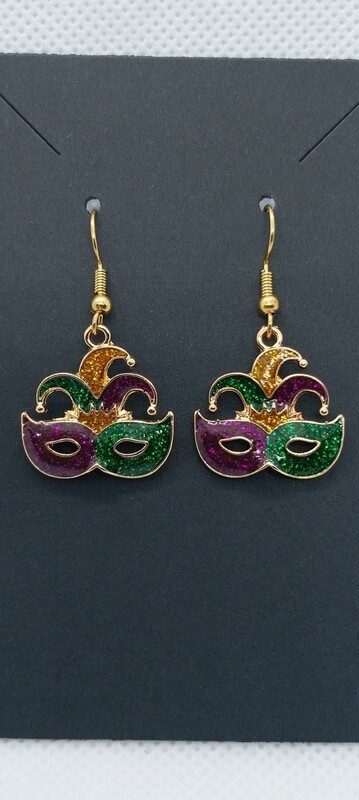 Mardi Gras Earrings -  Jester Mask