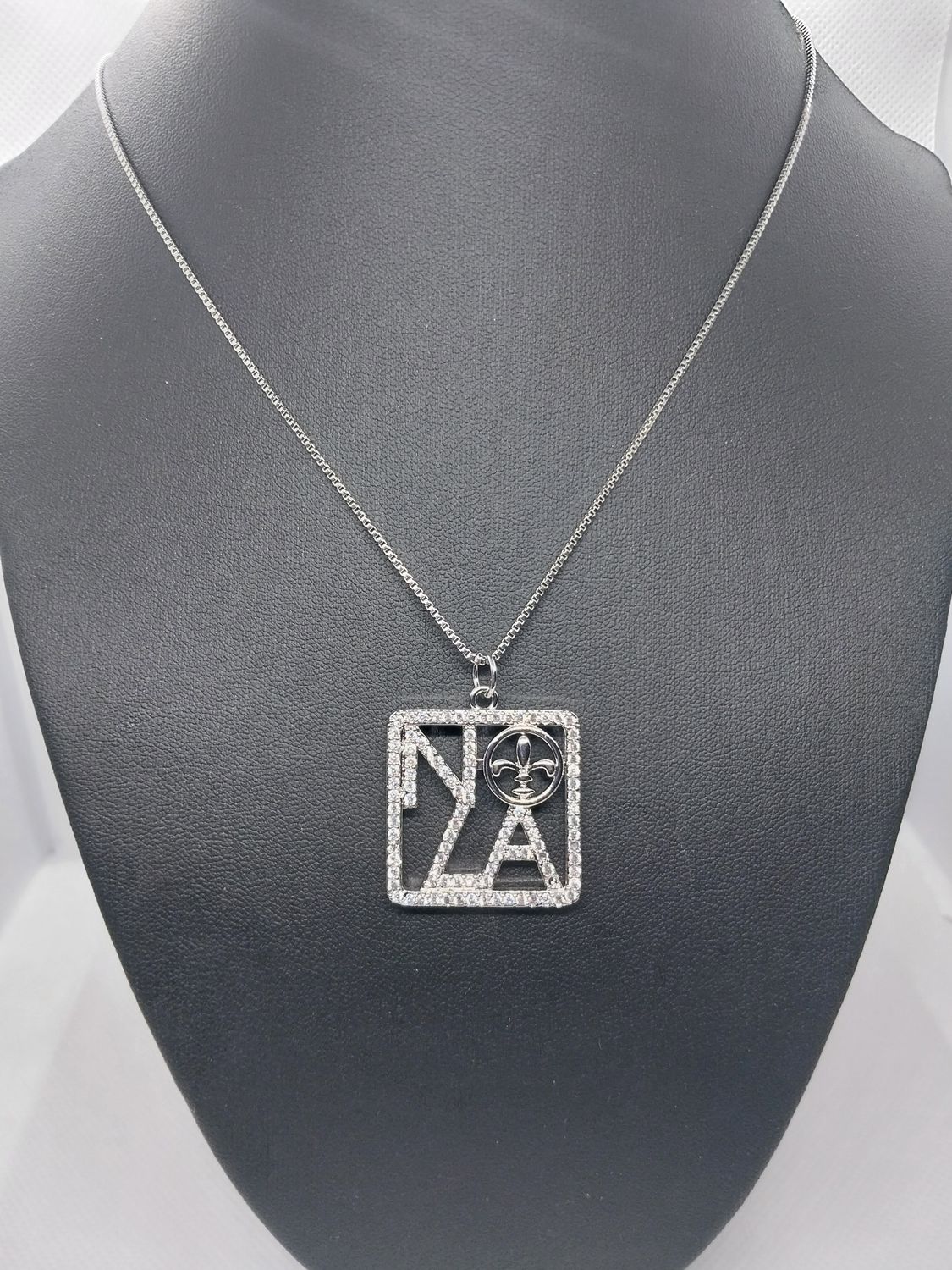 Rhinestone NOLA  Necklace - Silver