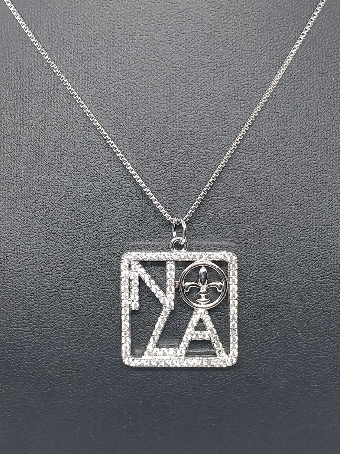 Rhinestone NOLA  Necklace - Silver