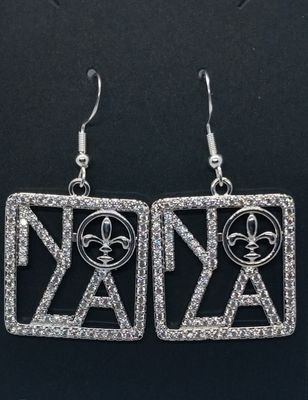 Rhinestone NOLA earrings  - Silver