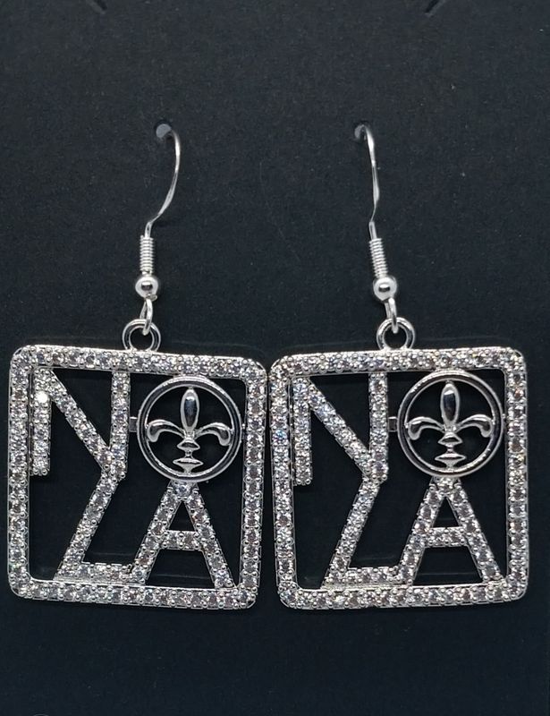 Rhinestone NOLA earrings  - Silver