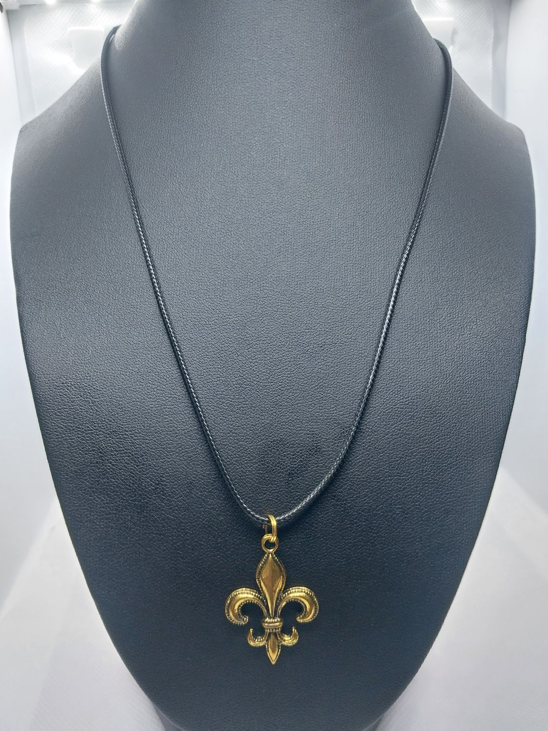 Fleur De Lis leather necklace