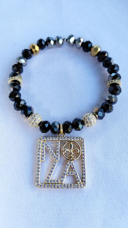 Black and Gold Glass Bead Bracelet - NOLA