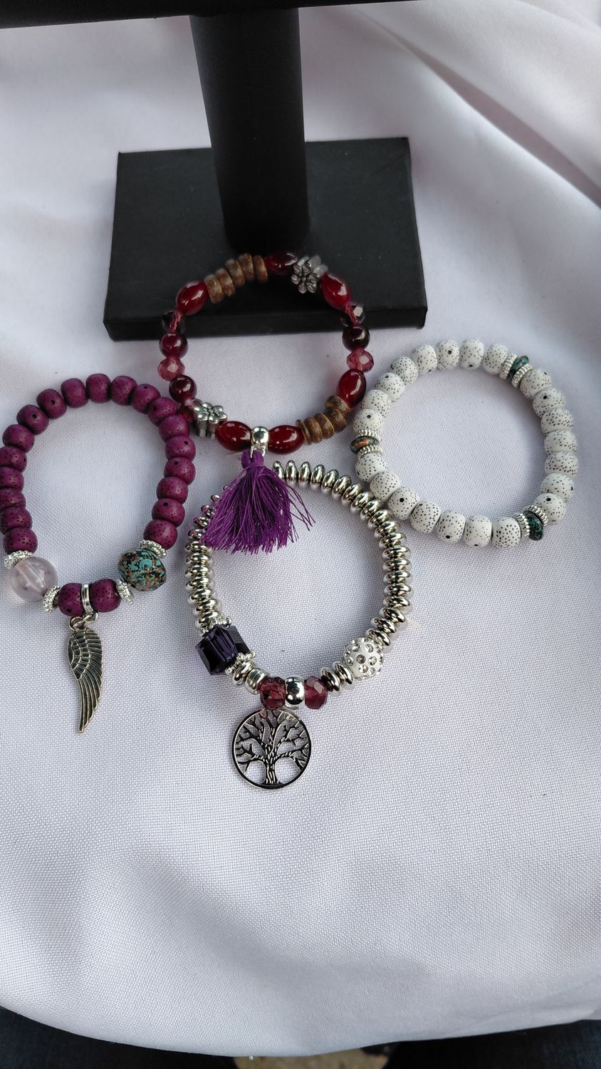 Love Wings Tassel Charm Bracelet Set- Purple