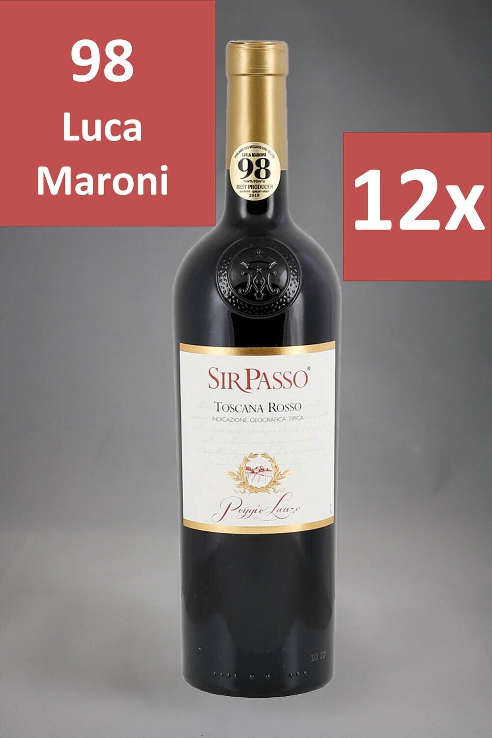 12 Fl. Poggio Lauro Sir Passo Toscana Rosso 2022 (10,77 €/l)