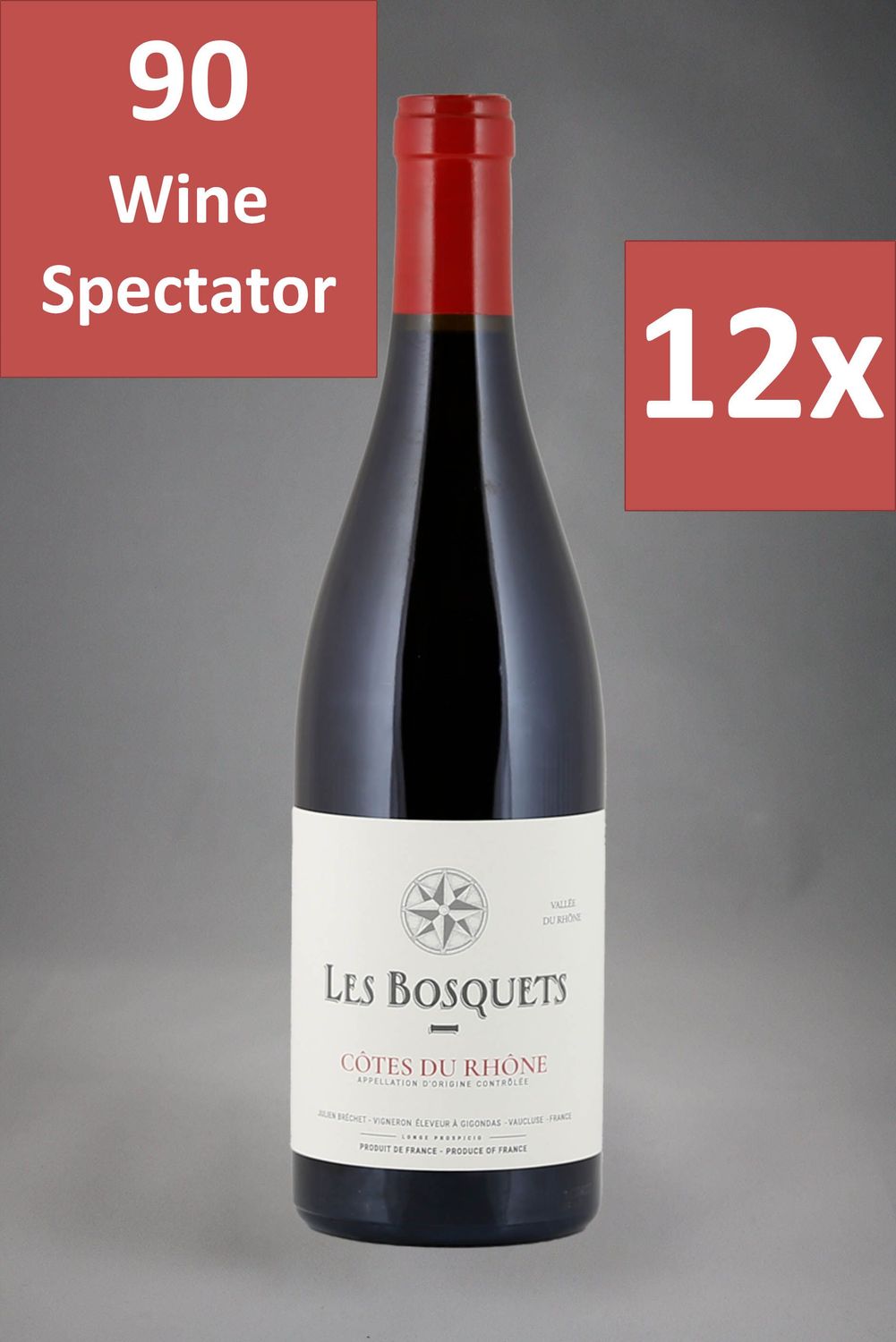 12 Fl. Domaine des Bosquets Les Bosquets Côtes du Rhône Rouge 2022 (15,54 €/l)