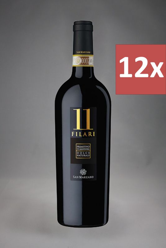 12 Fl. San Marzano 11 Filari Primitivo di Manduria Dolce Naturale 2022 (16,66 €/l)