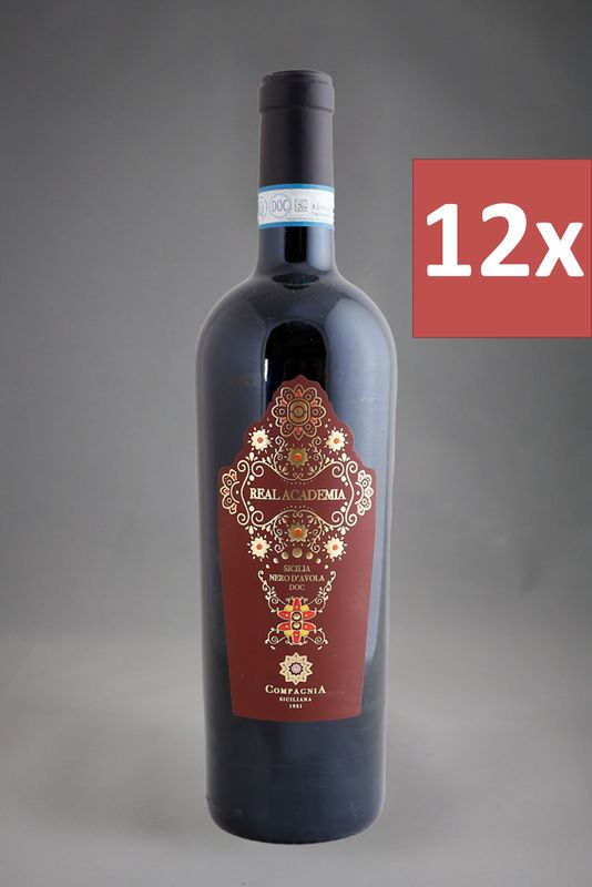 12 Fl. Real Academia Nero d'Avola Sicilia 2019 (14,21 €/l)